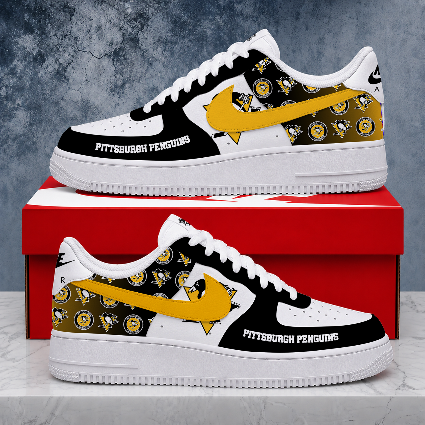 FINAL SALE - NEW CUSTOMIZED NHL26 PBP PITTSBURGH PENGUINS AF1 SHOES
