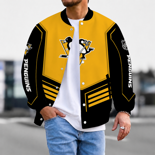 LIMITED EDITION - NEW CUSTOMIZED NHL26 PBP PITTSBURGH PENGUINS SATIN VARSITY JACKET & BASEBALL JACKET