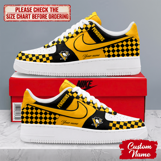 LIMITED EDITION - NEW CUSTOMIZED NHL26 PBP PITTSBURGH PENGUINS AF1 SHOES