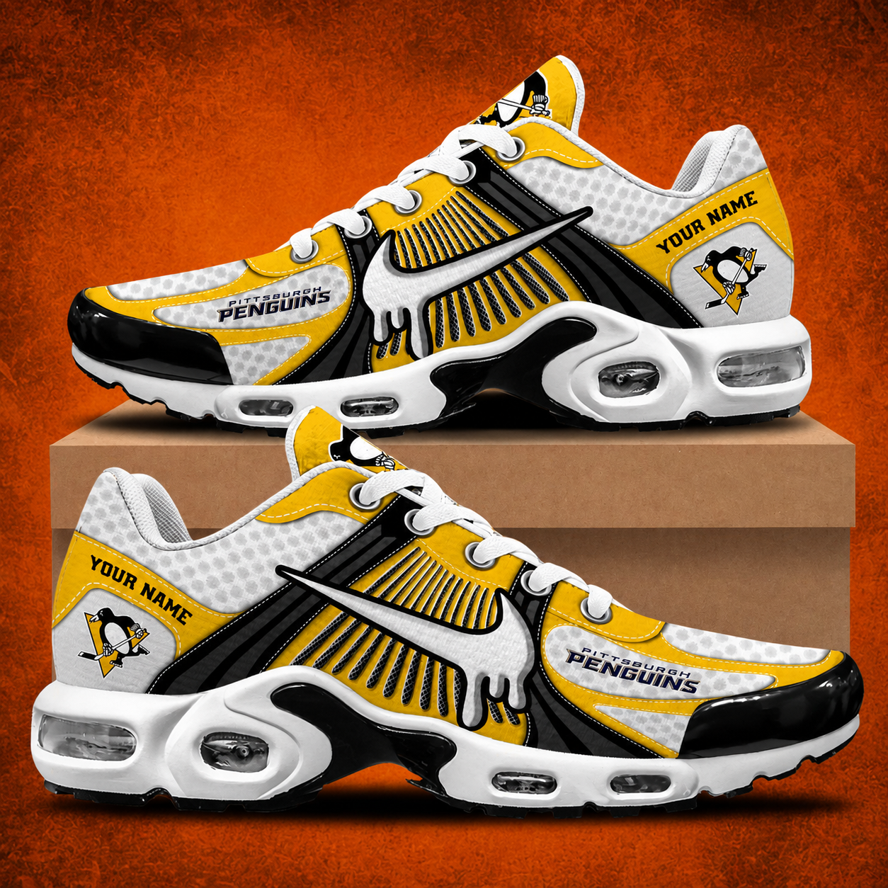HOT DEAL - NEW CUSTOMIZED NHL26 PBP PITTSBURGH PENGUINS AIR MAX PLUS SNEAKERS