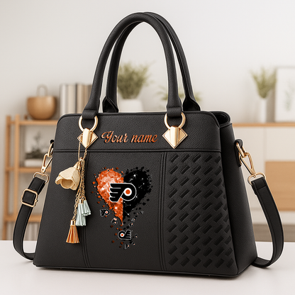 LIMITED EDITION - NEW CUSTOMIZED NHL27 PPF PHILADELPHIA FLYERS ZIP HANDBAG MULTICOLOR