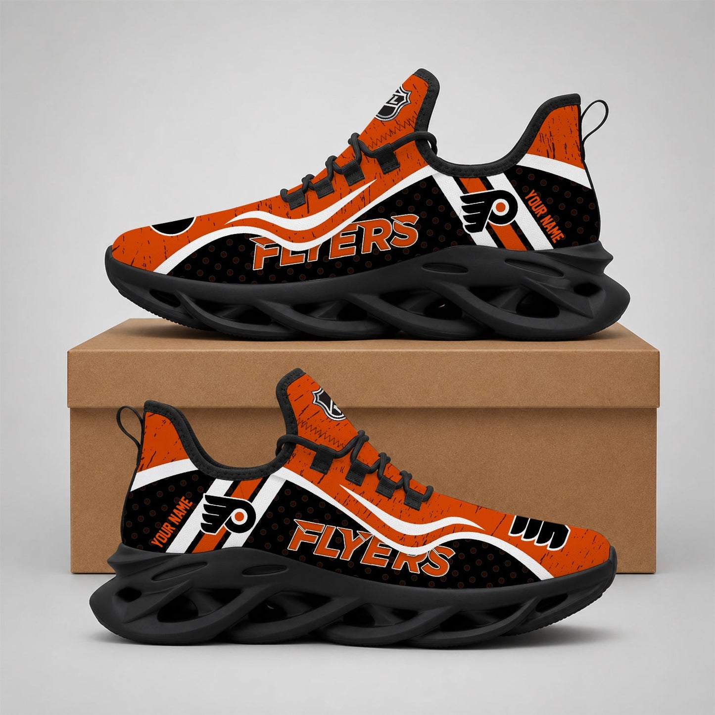 LIMITED EDITION - NEW CUSTOMIZED NHL27 PPF PHILADELPHIA FLYERS CLUNKY SNEAKERS