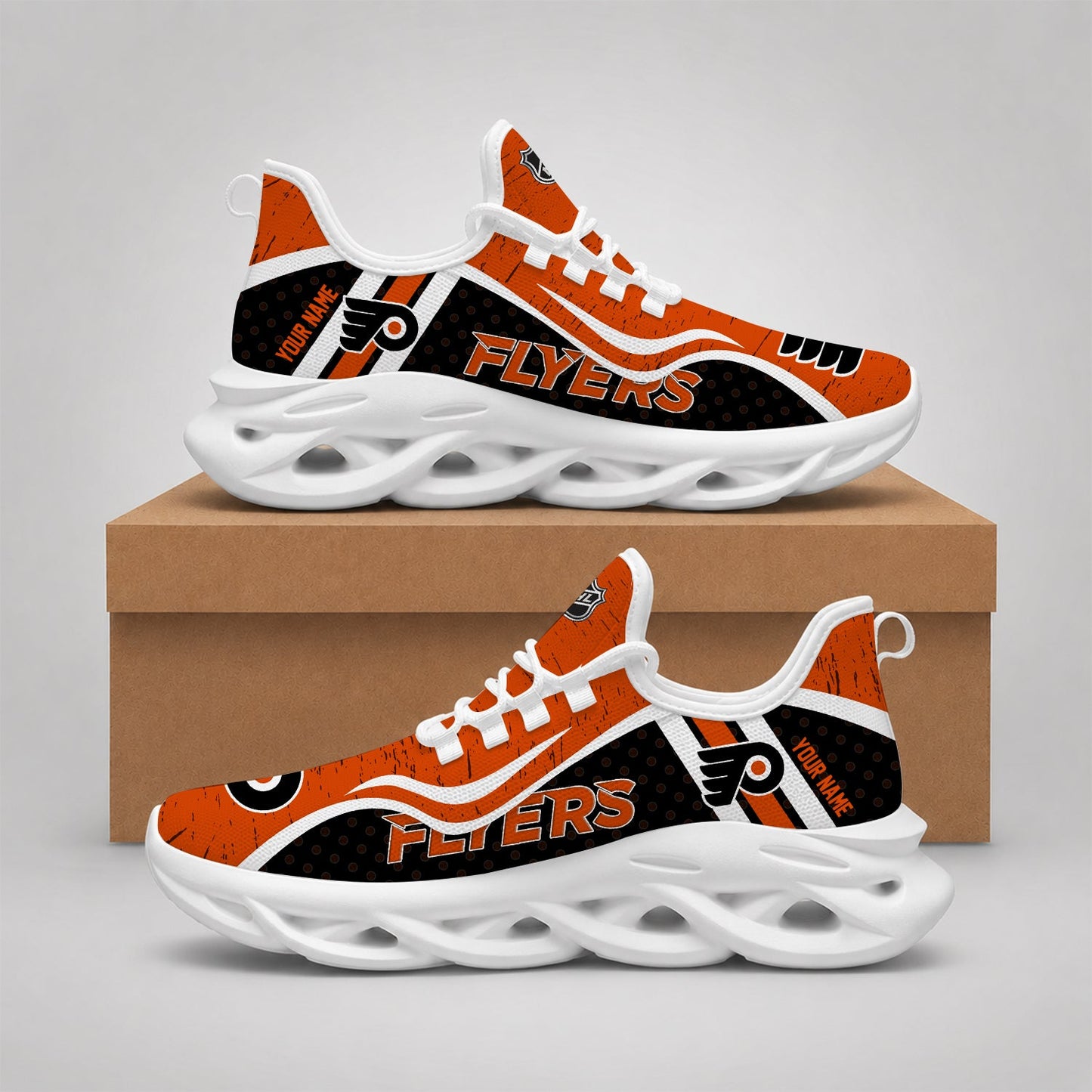 LIMITED EDITION - NEW CUSTOMIZED NHL27 PPF PHILADELPHIA FLYERS CLUNKY SNEAKERS