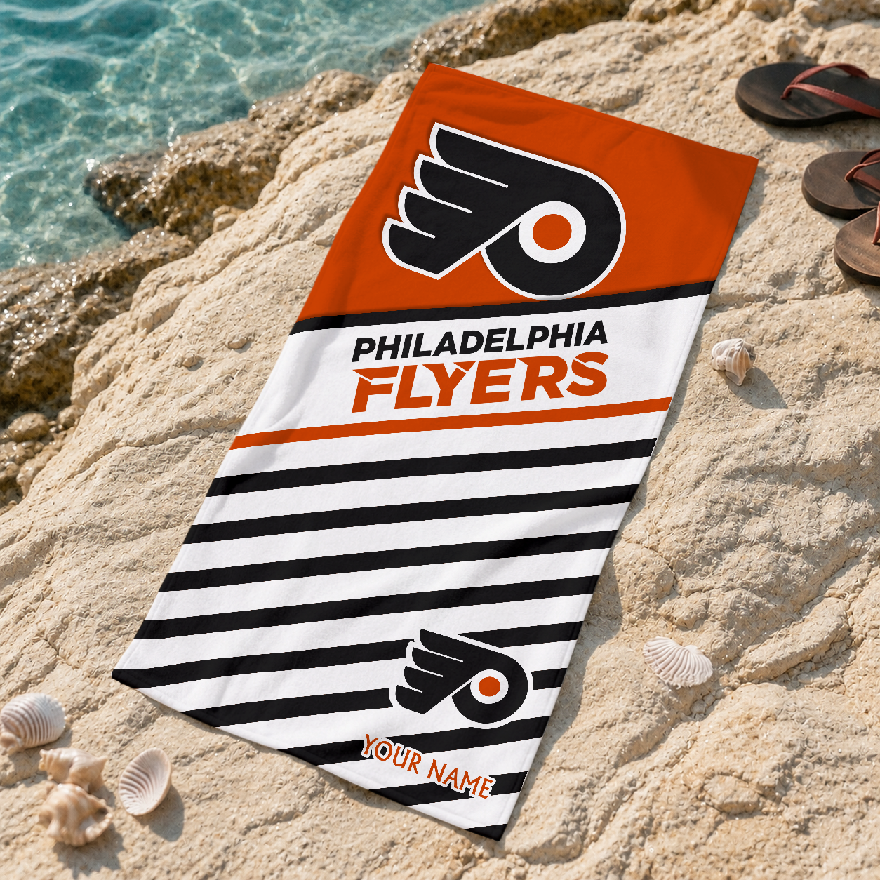 FINAL SALE - NEW CUSTOMIZED NHL27 PPF PHILADELPHIA FLYERS BEACH TOWEL