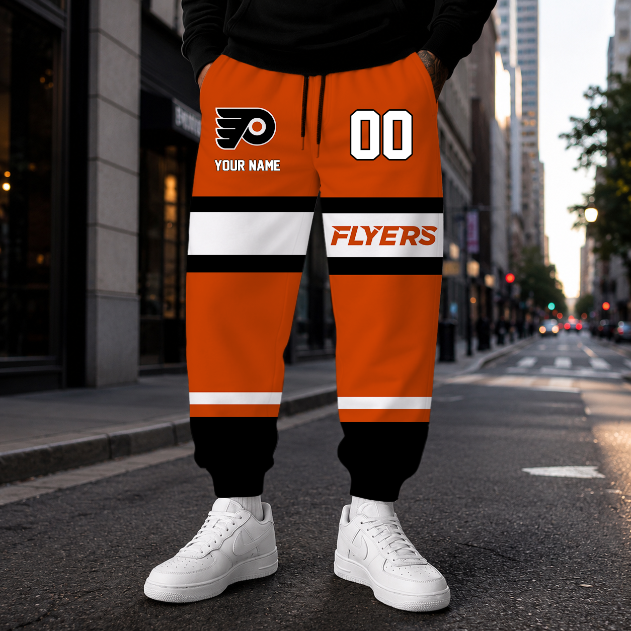 HOT DEAL - NEW CUSTOMIZED NHL27 PPF PHILADELPHIA FLYERS SWEATPANTS