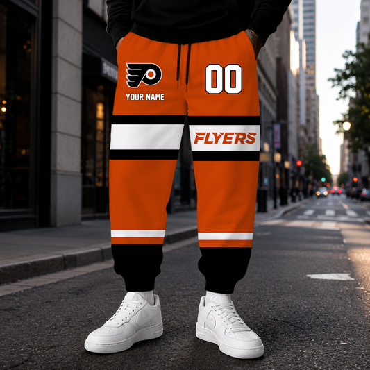 HOT DEAL - NEW CUSTOMIZED NHL27 PPF PHILADELPHIA FLYERS SWEATPANTS