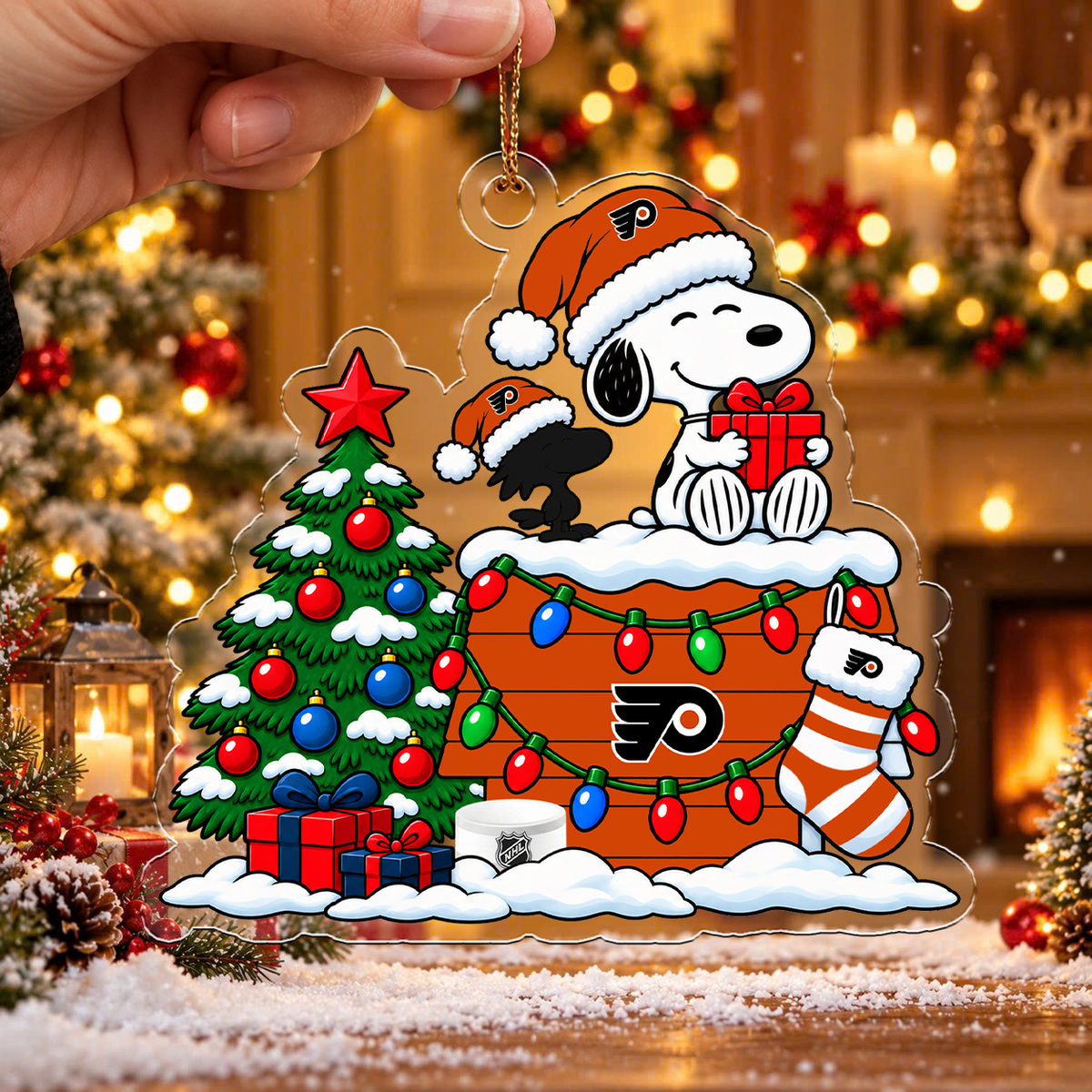 LIMITED DROP - NEW CUSTOMIZED NHL27 PPF PHILADELPHIA FLYERS CHRISTMAS ACRYLIC ORNAMENT