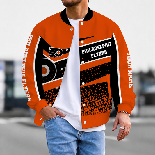 LIMITED EDITION - NEW CUSTOMIZED NHL27 PPF PHILADELPHIA FLYERS SATIN VARSITY JACKET & BASEBALL JACKET