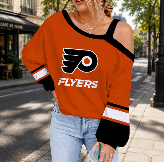FINAL SALE - NEW CUSTOMIZED NHL27 PPF PHILADELPHIA FLYERS DROP SHOULDER SWEATSHIRT