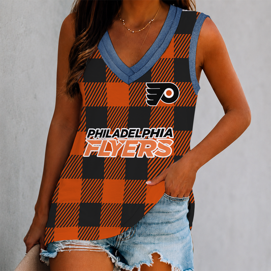 FINAL SALE - NEW CUSTOMIZED NHL27 PPF PHILADELPHIA FLYERS WOMEN'S V-NECK TANK TOP