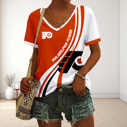 LIMITED EDITION - NEW CUSTOMIZED NHL27 PPF PHILADELPHIA FLYERS V-NECK FEMALE SHIRT