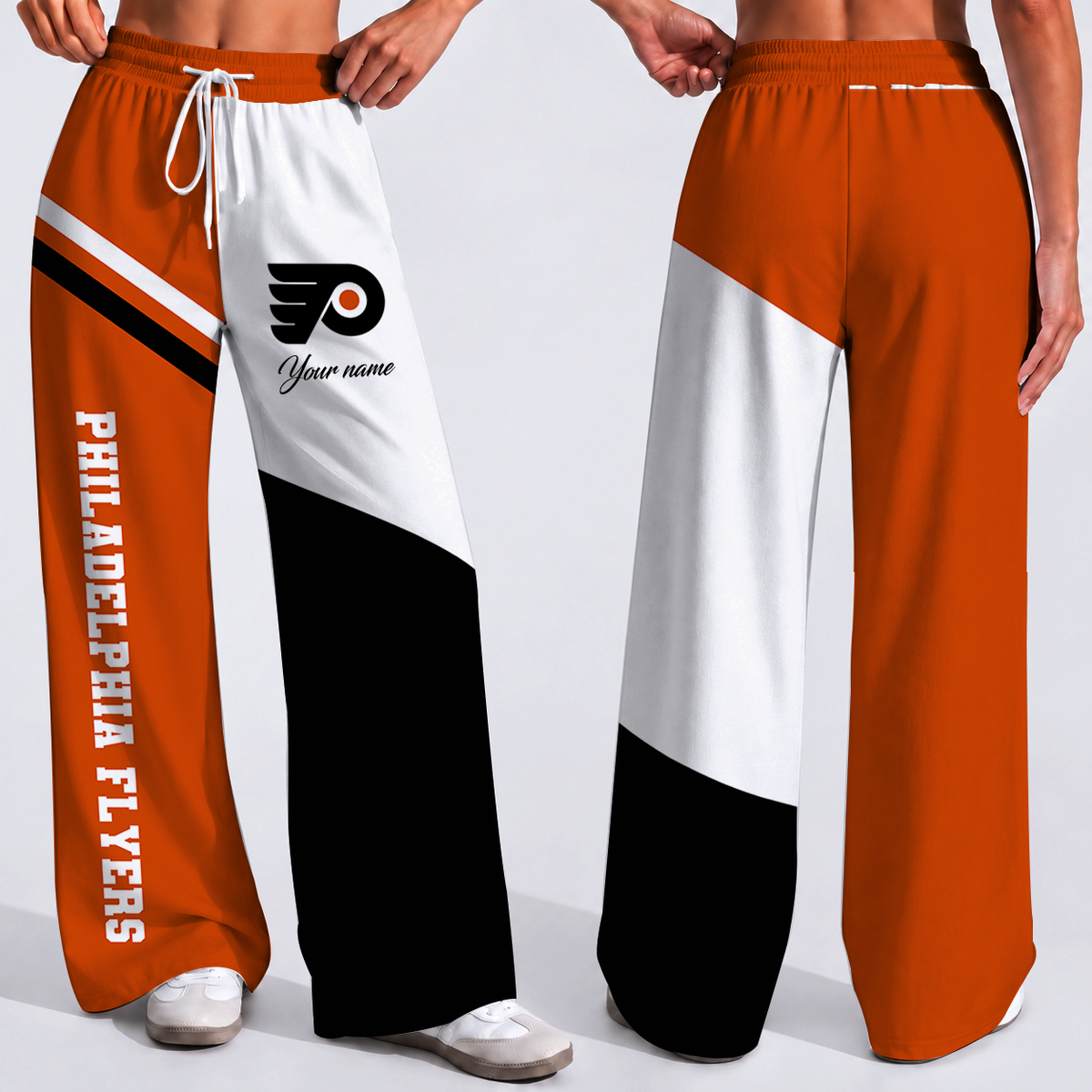 FINAL SALE - NEW CUSTOMIZED NHL27 PPF PHILADELPHIA FLYERS WOMEN'S WIDE LEG PANTS