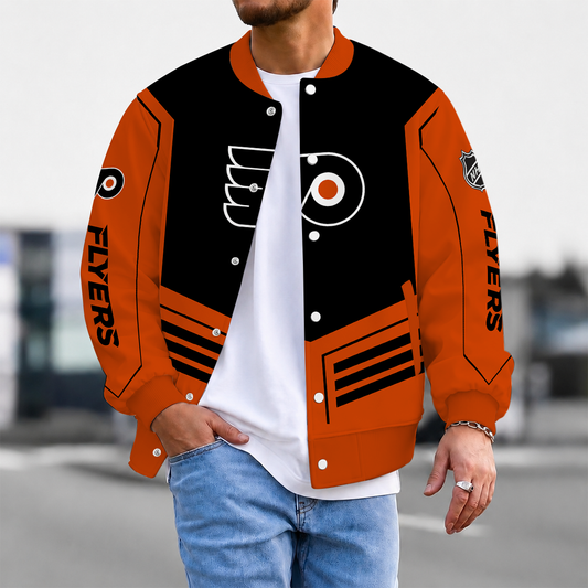 LIMITED EDITION - NEW CUSTOMIZED NHL27 PPF PHILADELPHIA FLYERS SATIN VARSITY JACKET & BASEBALL JACKET