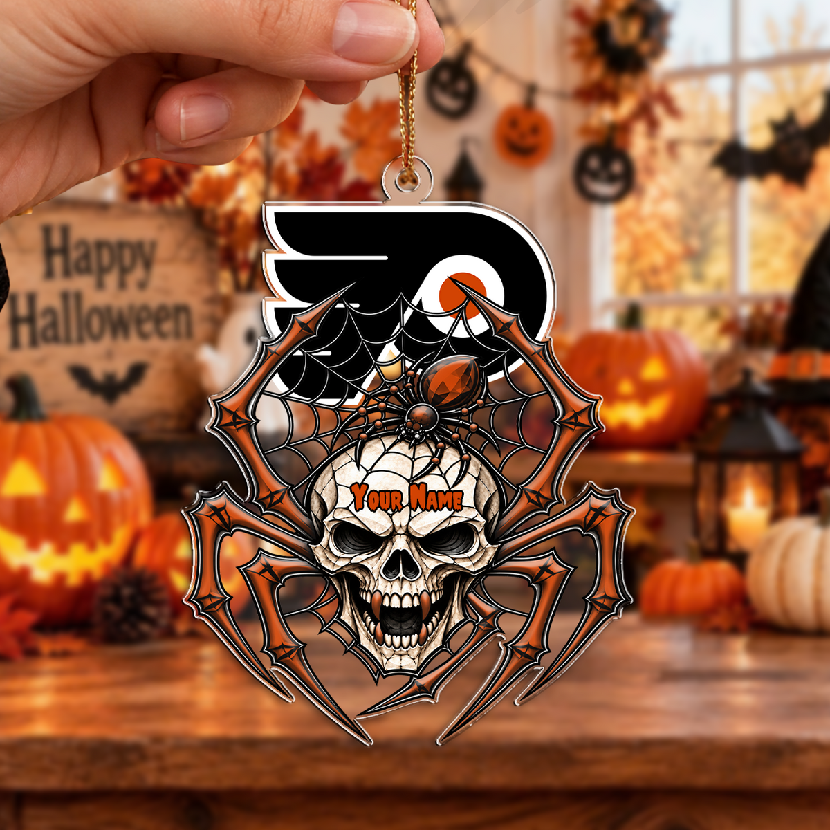 LIMITED EDITION - NEW CUSTOMIZED NHL27 PPF PHILADELPHIA FLYERS HALLOWEEN ACRYLIC ORNAMENT