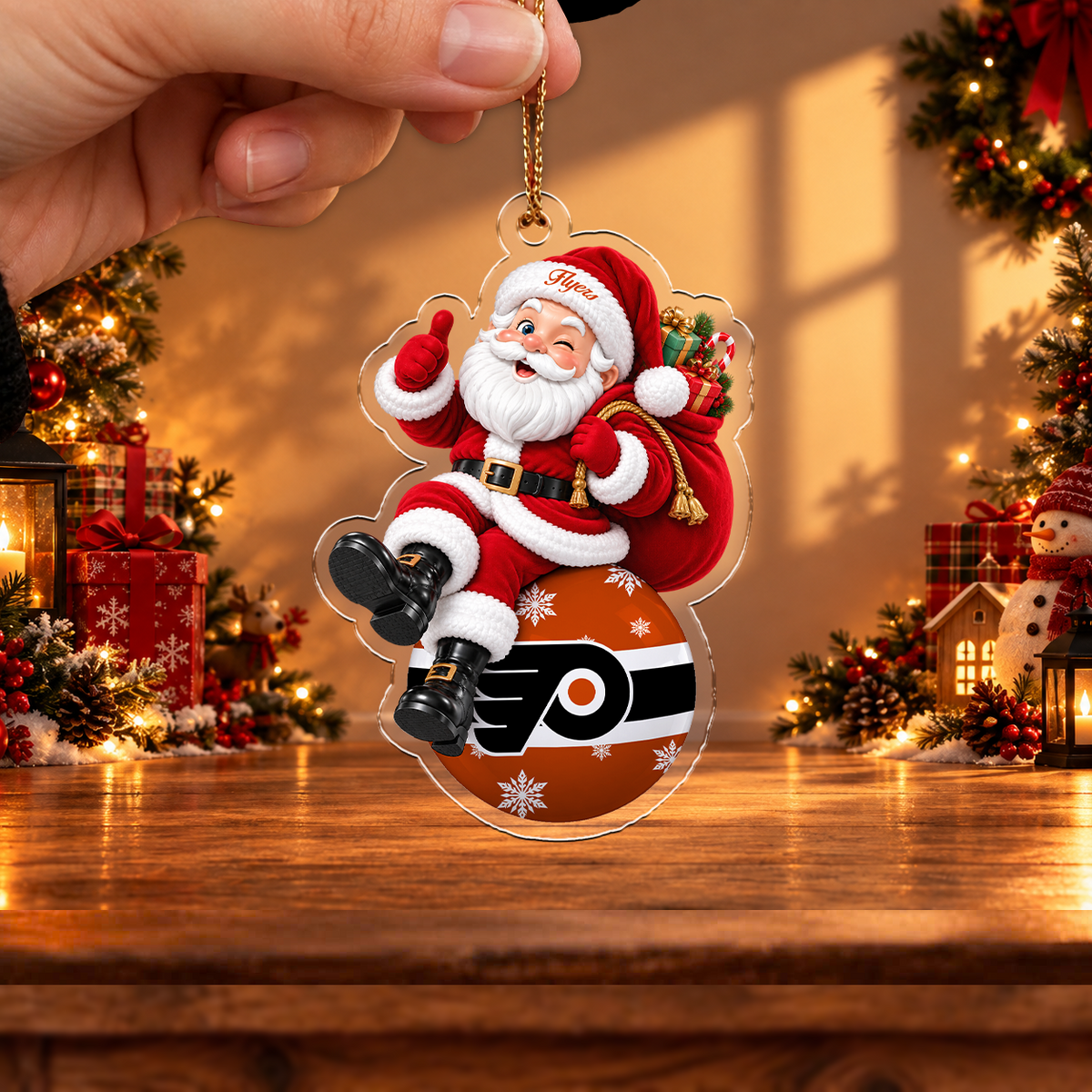 HOT DEAL - NEW CUSTOMIZED NHL27 PPF PHILADELPHIA FLYERS CHRISTMAS ACRYLIC ORNAMENT