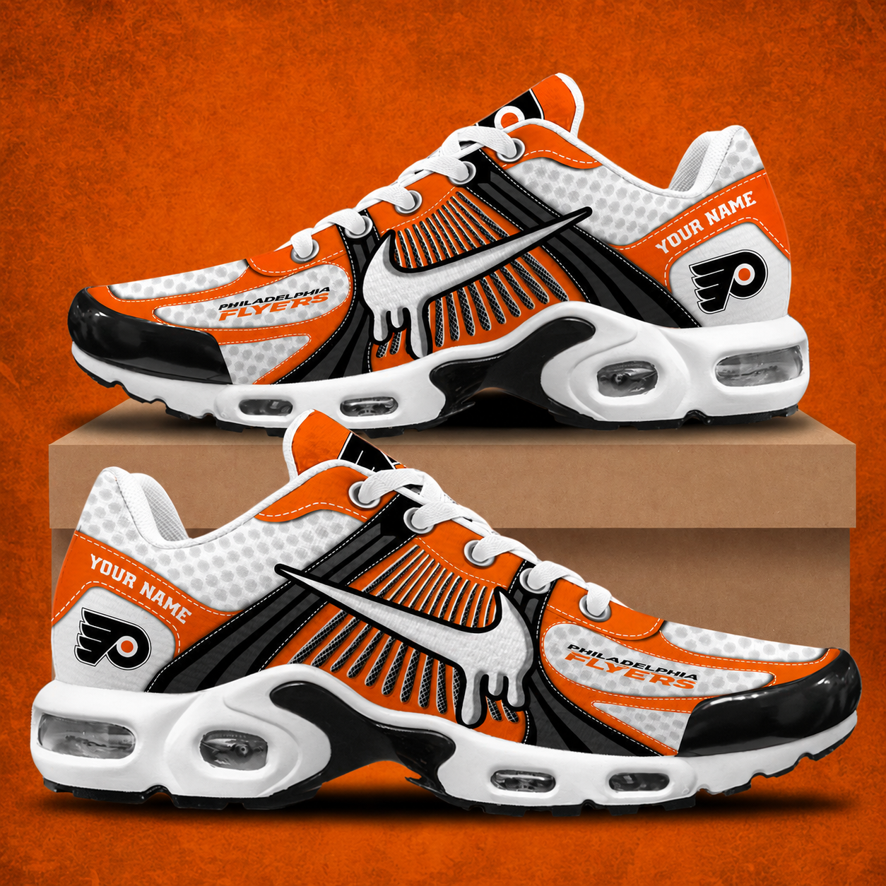 HOT DEAL - NEW CUSTOMIZED NHL27 PPF PHILADELPHIA FLYERS AIR MAX PLUS SNEAKERS