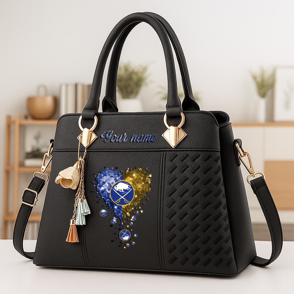 LIMITED EDITION - NEW CUSTOMIZED NHL28 BFS BUFFALO SABRES ZIP HANDBAG MULTICOLOR