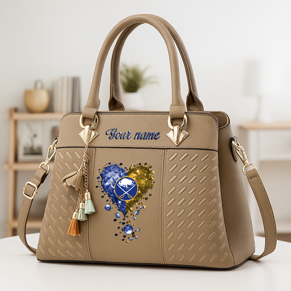 LIMITED EDITION - NEW CUSTOMIZED NHL28 BFS BUFFALO SABRES ZIP HANDBAG MULTICOLOR