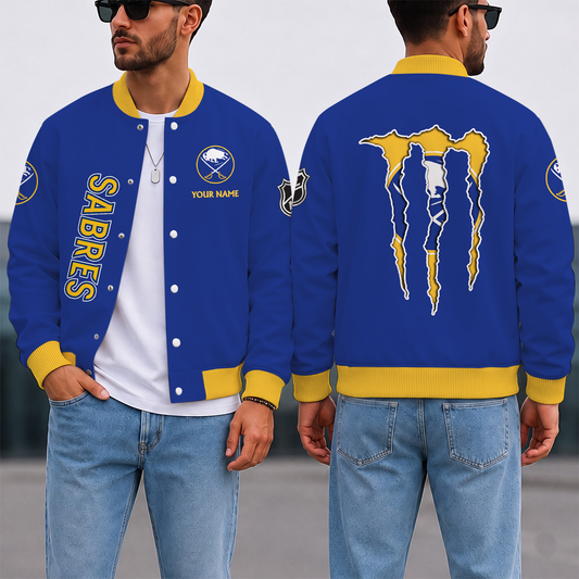 LIMITED EDITION - NEW CUSTOMIZED NHL28 BFS BUFFALO SABRES SATIN VARSITY JACKET & BASEBALL JACKET