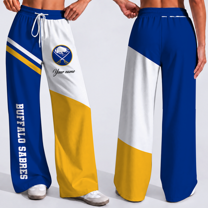 FINAL SALE - NEW CUSTOMIZED NHL28 BFS BUFFALO SABRES WOMEN'S WIDE LEG PANTS