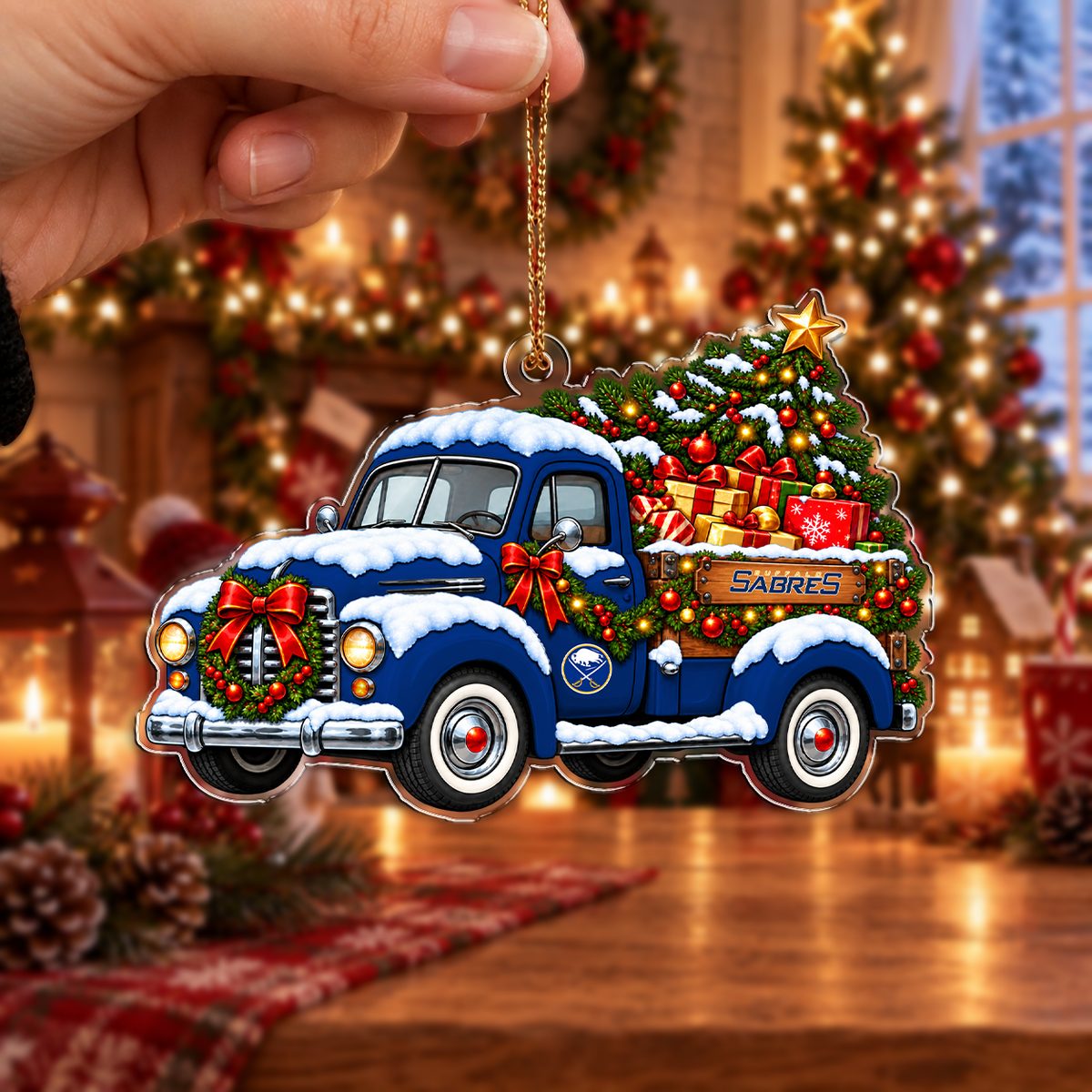 FINAL SALE - NEW CUSTOMIZED NHL28 BFS BUFFALO SABRES CHRISTMAS ACRYLIC ORNAMENT