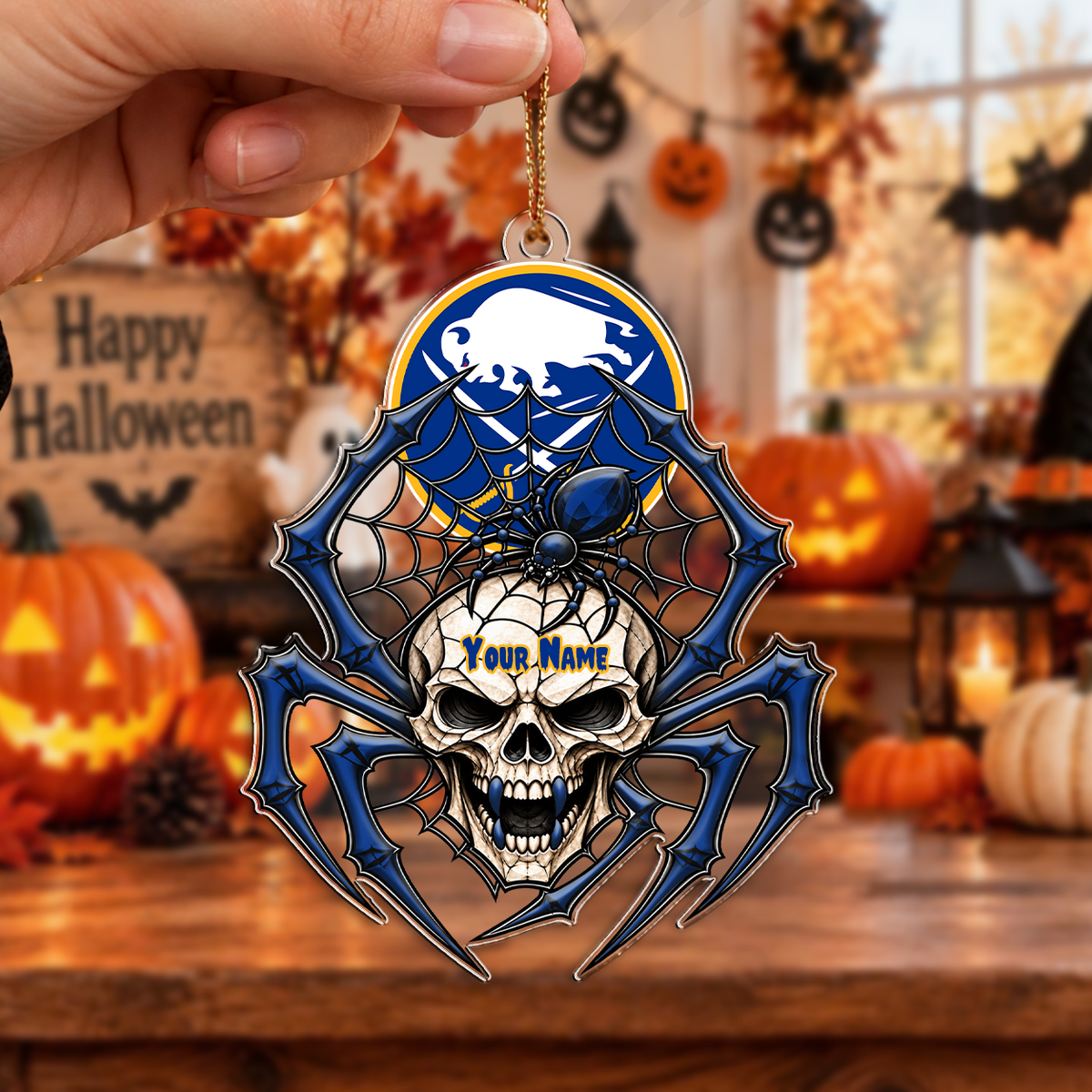 LIMITED EDITION - NEW CUSTOMIZED NHL28 BFS BUFFALO SABRES HALLOWEEN ACRYLIC ORNAMENT