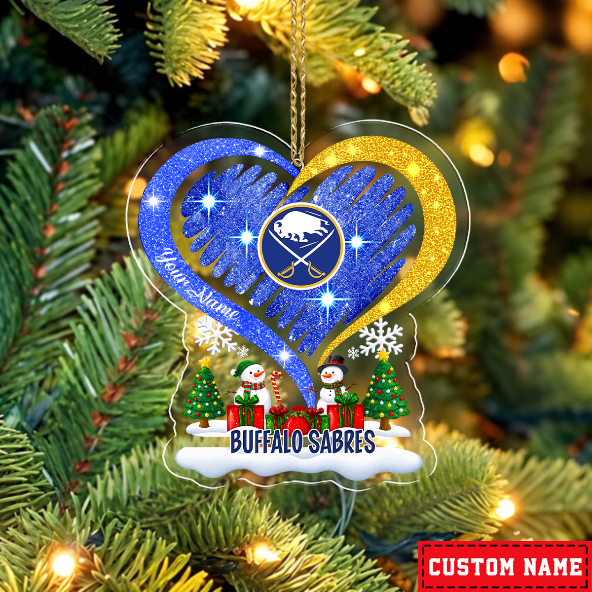 FINAL SALE - NEW CUSTOMIZED NHL28 BFS BUFFALO SABRES CHRISTMAS ACRYLIC ORNAMENT