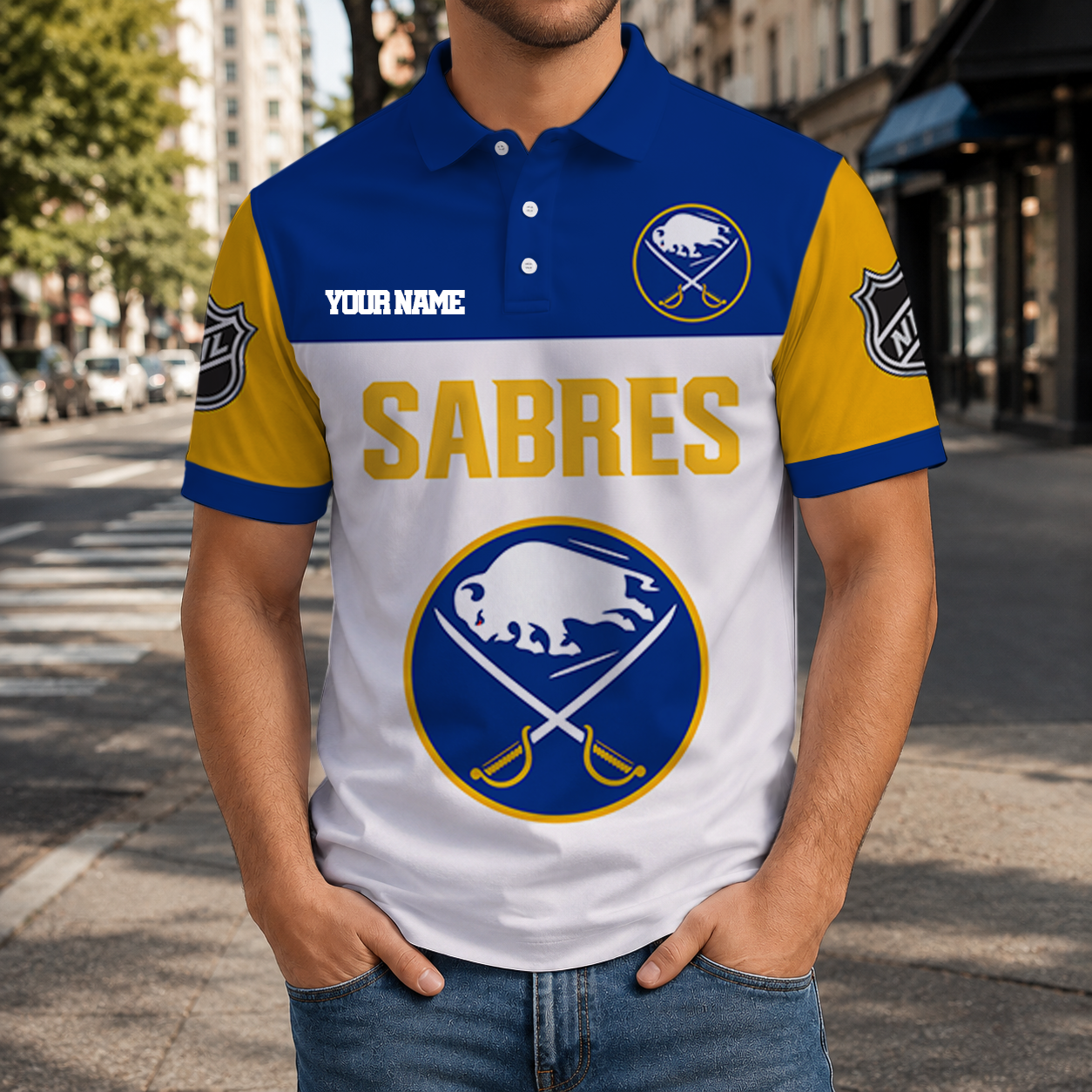 LIMITED EDITION - NEW CUSTOMIZED NHL28 BFS BUFFALO SABRES T-SHIRT, POLO SHIRT, ZIP POLO SHIRT, SWEATSHIRT, HOODIE & ZIP HOODIE