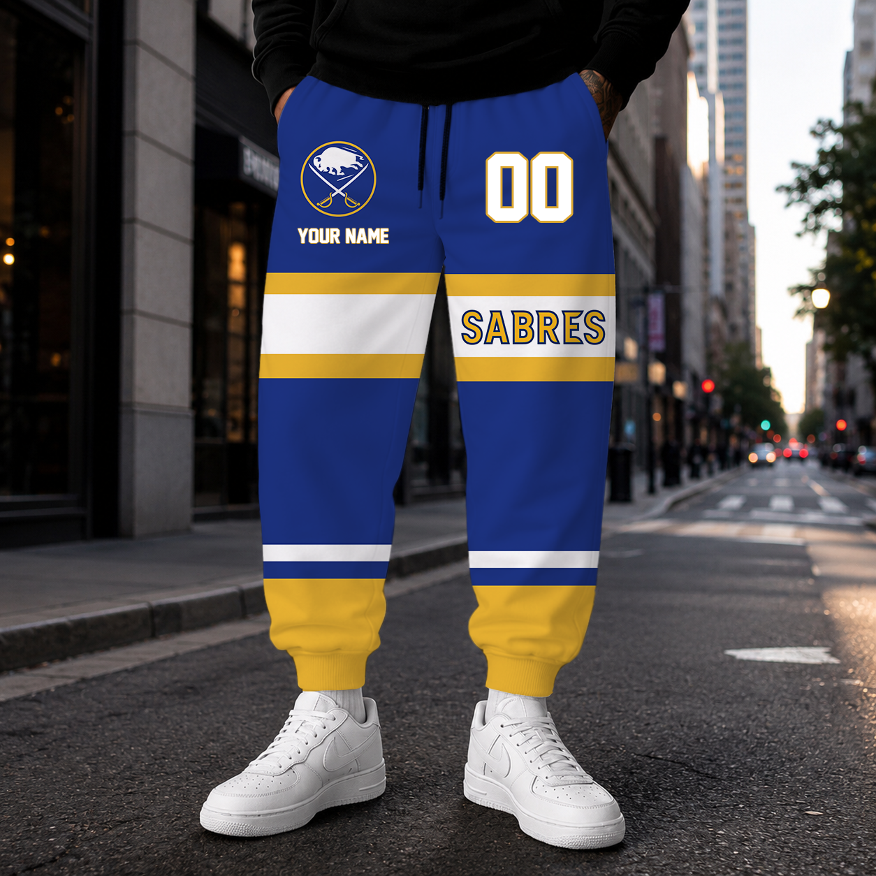 HOT DEAL - NEW CUSTOMIZED NHL28 BFS BUFFALO SABRES SWEATPANTS