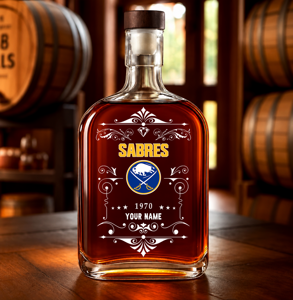 VIRAL EDITION - NEW CUSTOMIZED NHL28 BFS BUFFALO SABRES LUXURY WHISKEY BOTTLE 450ML