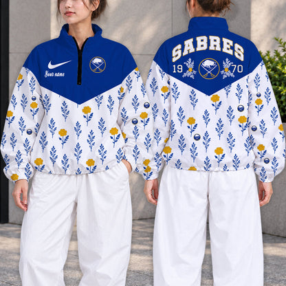 LIMITED EDITION - NEW CUSTOMIZED NHL28 BFS BUFFALO SABRES V-NECK ZIPPER SWEATSHIRT JACKET