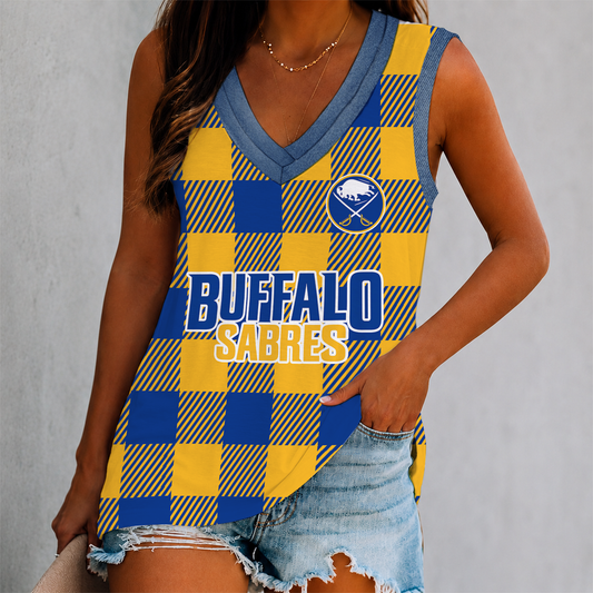 FINAL SALE - NEW CUSTOMIZED NHL28 BFS BUFFALO SABRES WOMEN'S V-NECK TANK TOP