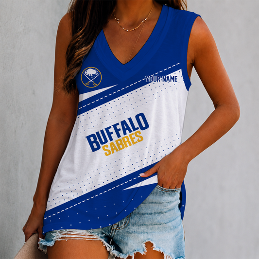 FINAL SALE - NEW CUSTOMIZED NHL28 BFS BUFFALO SABRES WOMEN'S V-NECK TANK TOP