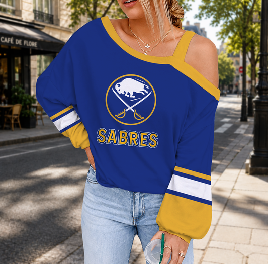 FINAL SALE - NEW CUSTOMIZED NHL28 BFS BUFFALO SABRES DROP SHOULDER SWEATSHIRT