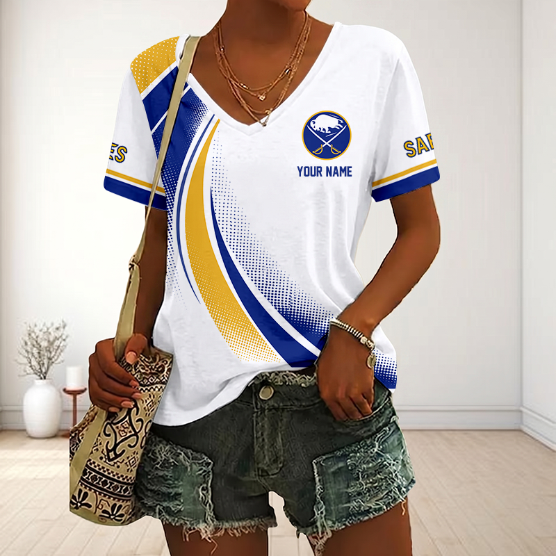 LIMITED EDITION - NEW CUSTOMIZED NHL28 BFS BUFFALO SABRES V-NECK FEMALE SHIRT