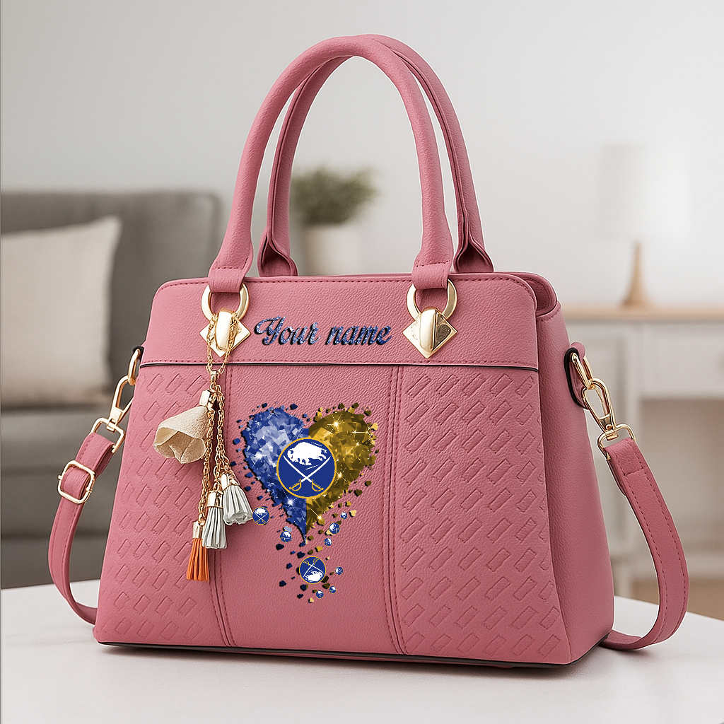 LIMITED EDITION - NEW CUSTOMIZED NHL28 BFS BUFFALO SABRES ZIP HANDBAG MULTICOLOR