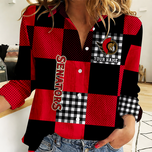 LIMITED EDITION - NEW CUSTOMIZED NHL29 OSN OTTAWA SENATORS WOMEN CASUAL SHIRT FOR FAN