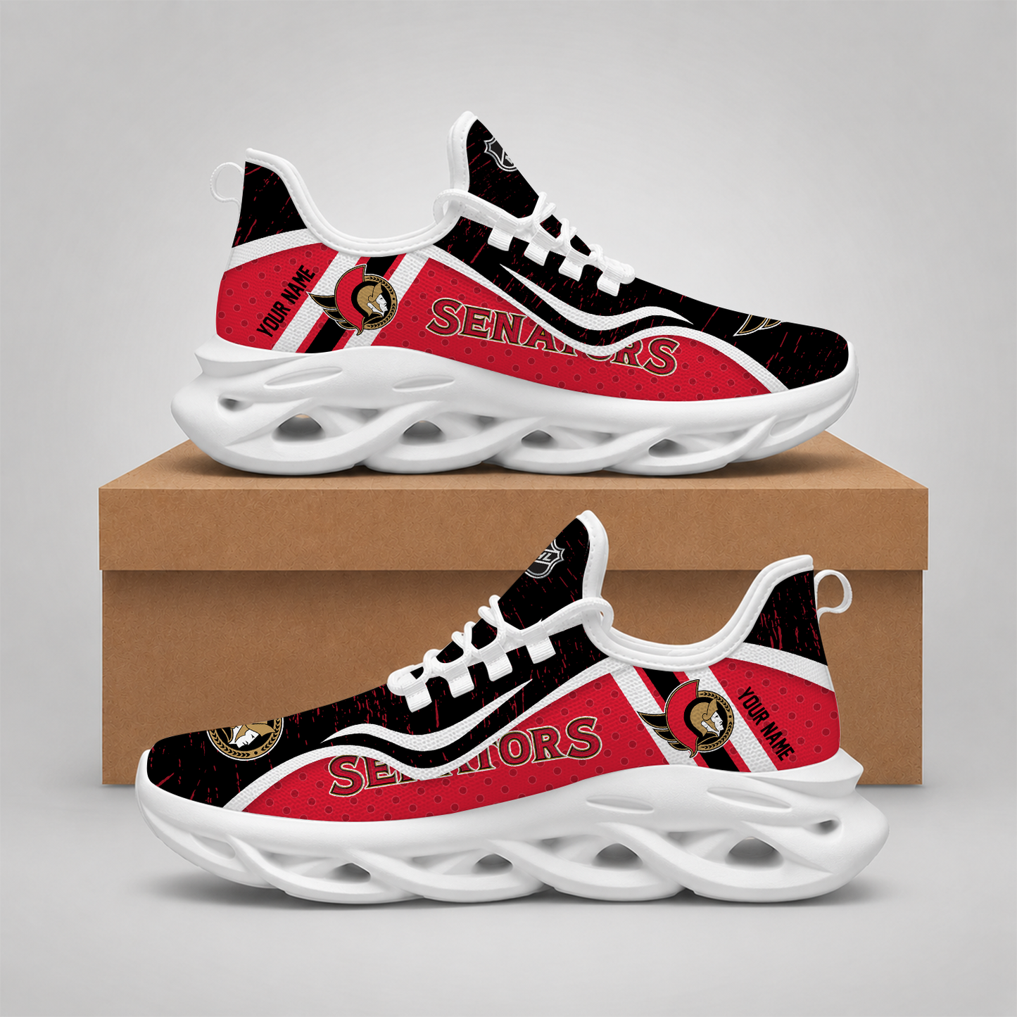 LIMITED EDITION - NEW CUSTOMIZED NHL29 OSN OTTAWA SENATORS CLUNKY SNEAKERS