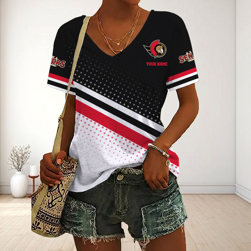 LIMITED EDITION - NEW CUSTOMIZED NHL29 OSN OTTAWA SENATORS V-NECK FEMALE SHIRT