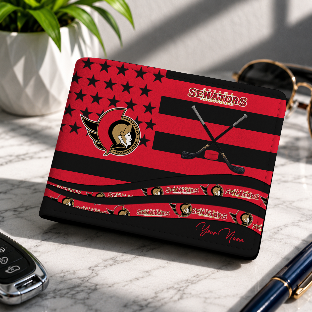 LIMITED EDITION - NEW CUSTOMIZED NHL29 OSN OTTAWA SENATORS LEATHER WALLET