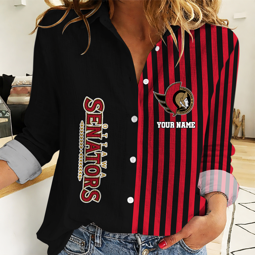 FINAL SALE - NEW CUSTOMIZED NHL29 OSN OTTAWA SENATORS WOMEN CASUAL SHIRT