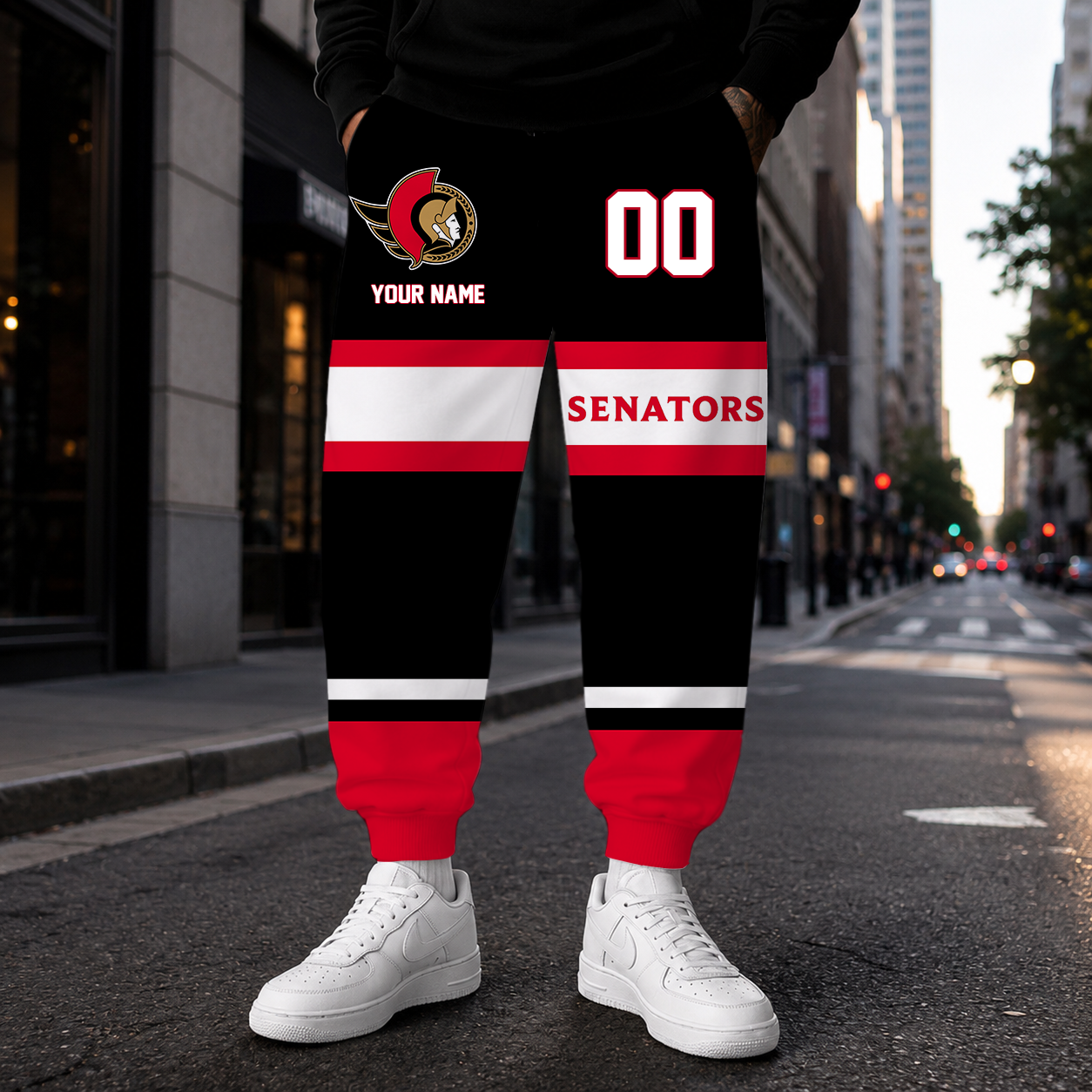 HOT DEAL - NEW CUSTOMIZED NHL29 OSN OTTAWA SENATORS SWEATPANTS