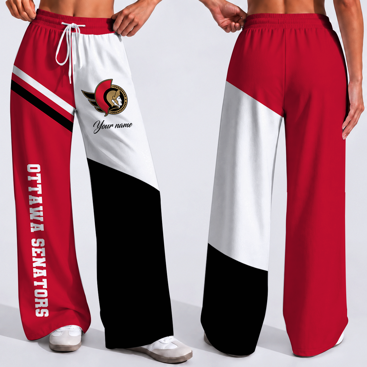 FINAL SALE - NEW CUSTOMIZED NHL29 OSN OTTAWA SENATORS WOMEN'S WIDE LEG PANTS