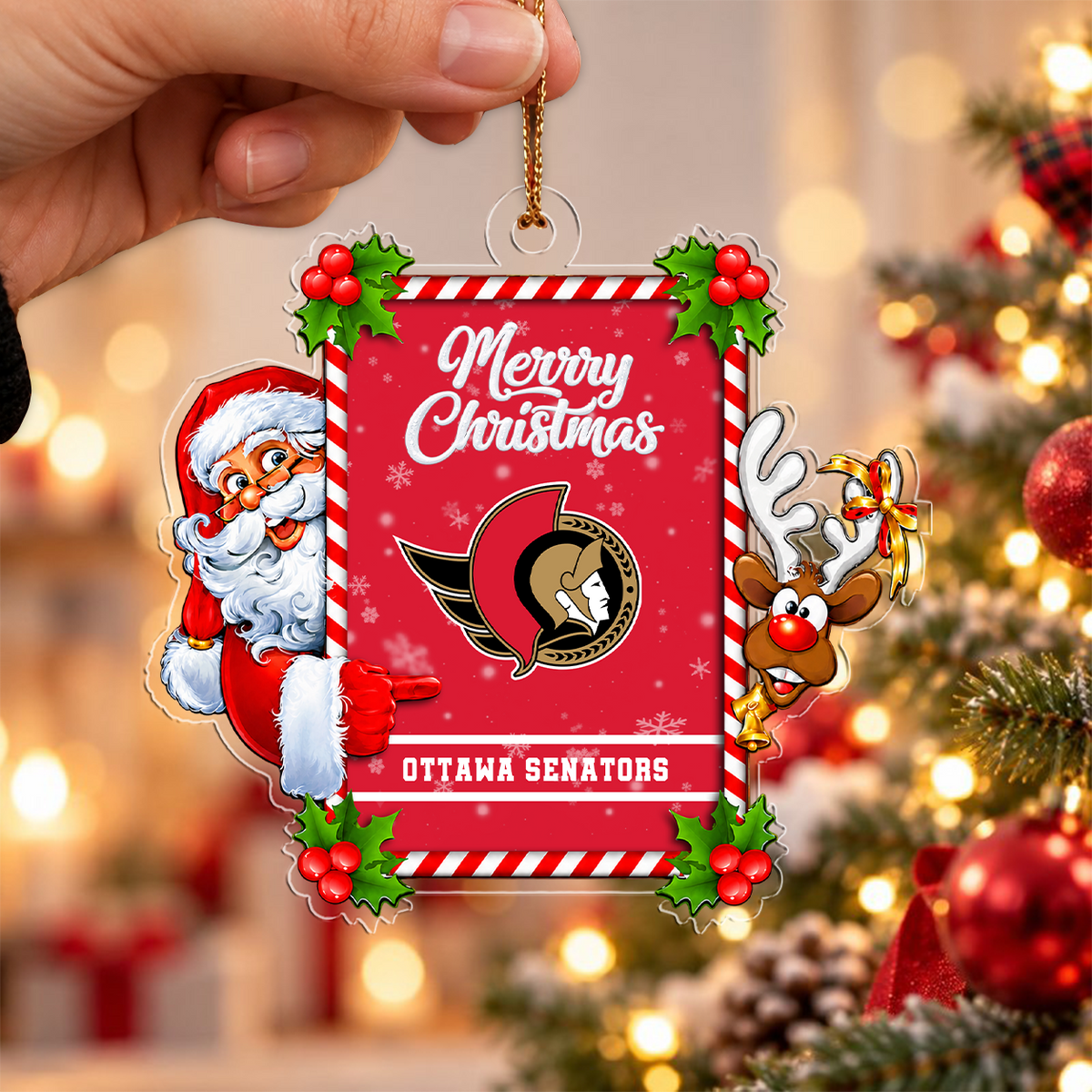 FLASH SALE - NEW CUSTOMIZED NHL29 OSN OTTAWA SENATORS CHRISTMAS ACRYLIC ORNAMENT