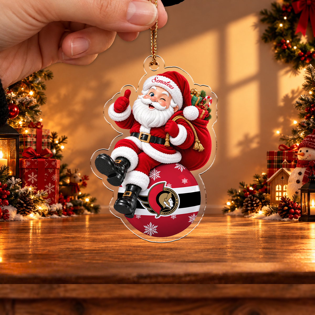 HOT DEAL - NEW CUSTOMIZED NHL29 OSN OTTAWA SENATORS CHRISTMAS ACRYLIC ORNAMENT