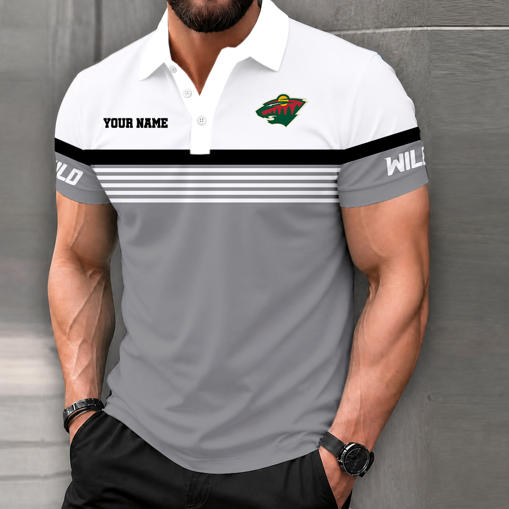 LIMITED EDITION - NEW CUSTOMIZED NHL13 MNW MINNESOTA WILD POLO SHIRT