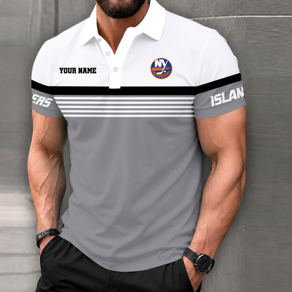 LIMITED EDITION - NEW CUSTOMIZED NHL25 NYI NEW YORK ISLANDERS POLO SHIRT