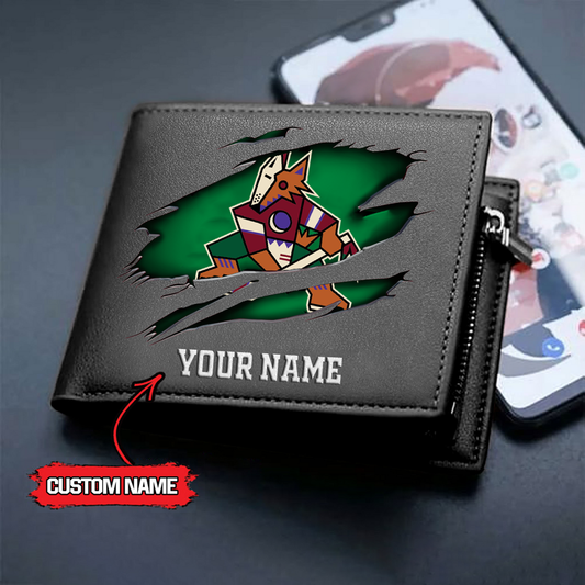 LIMITED EDITION - NEW CUSTOMIZED NHL30 AZC ARIZONA COYOTES LEATHER WALLET