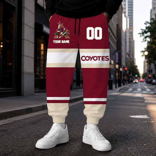 HOT DEAL - NEW CUSTOMIZED NHL30 AZC ARIZONA COYOTES SWEATPANTS