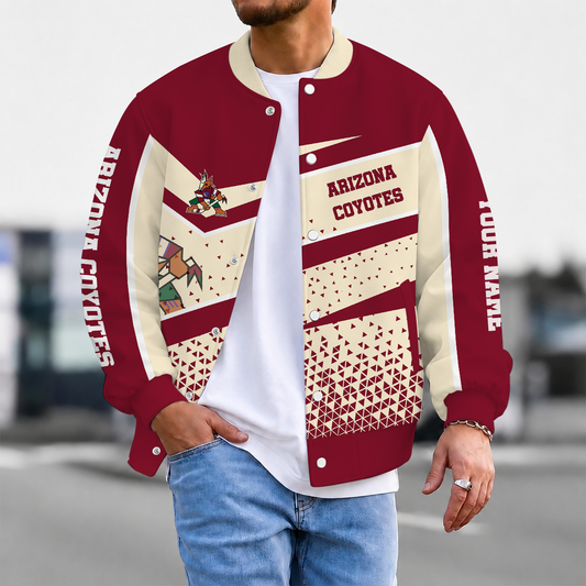 LIMITED EDITION - NEW CUSTOMIZED NHL30 AZC ARIZONA COYOTES SATIN VARSITY JACKET & BASEBALL JACKET